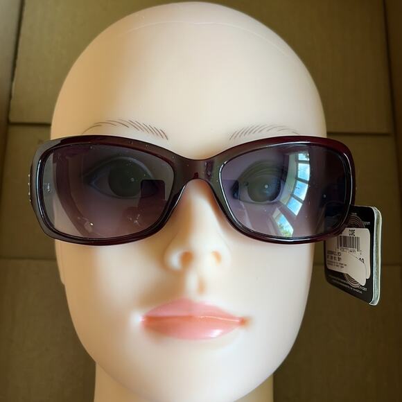 Foster Grant MaxBlock Rectangular Sunglasses Burgundy - Picture 3 of 8